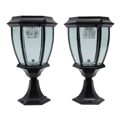 2-Pack Solar LED Post Light Lamp Yard Driveway Fence Outdoor Pillar Lights