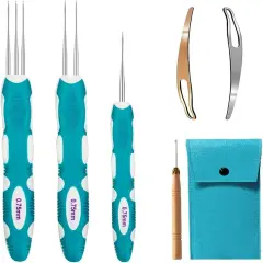 Dreadlocks Crochet Hooks with Ergonomic Handle,0.75Mm Hair Crochet Needle Blue