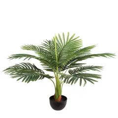 Lush 28-Inch Fan Palm Bush - Compact Indoor Tropical Greenery with 12 Vibrant Leaves, Floral Home by Artificial Flowers