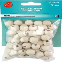 CousinDIY Wood Round Beads 70/Pkg-Natural 0.5"