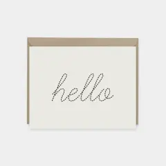 "Hello" Dotted Script Cream Card