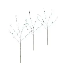 Brite Star Set of 3 Pre-Lit White Christmas Twig Tree Path Markers 30" - Twinkling Blue LED Mini Lights
