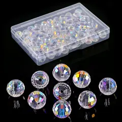 80 Pieces Crystal Beads, 10mm Glass Beads, Round Faceted Beads Bulk for Craft Necklace Bracelet Earring (AB Color)