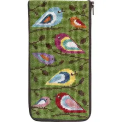 Stitch & Zip Needlepoint Eyeglass Case Kit - SZ474 Birds of Color Multicolor