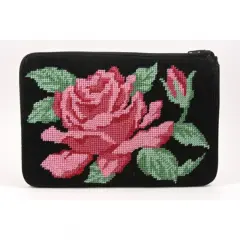 Cosmetic Purse - Rose - Needlepoint Kit Multicolor