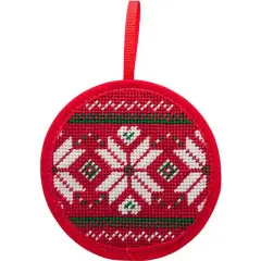 Alice Peterson Stitch-Ups Fair Isle Red Needlepoint Ornament Kit Multicolor