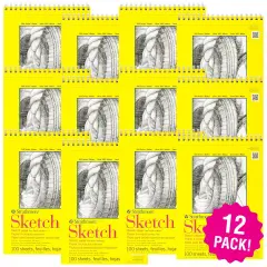 Multipack of 12 - Strathmore Sketch Spiral Paper Pad 9"X12"-100 Sheets