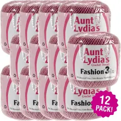 Multipack of 12 - Aunt Lydia's Fashion Crochet Thread Size 3-Warm Rose