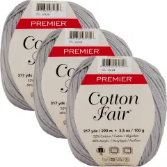 Multipack of 3 - Premier Yarns Cotton Fair Solid Yarn-Silver