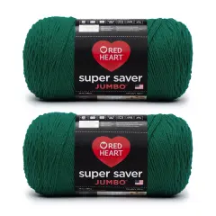 Red Heart Super Saver Jumbo Paddy Green Yarn - 2 Pack of 396g/14oz - Acrylic - 4 Medium (Worsted) - 744 Yards - Knitting/Crochet