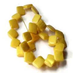 13mm Yellow Mother Of Pearl Diamond Dyed Seashell Beads