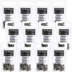 Multipack of 12 - Creative Impressions Mini Metal Paper Fasteners 3mm 100/Pkg-Round - Silver