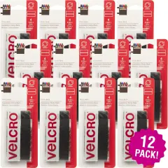 Multipack of 12 - VELCRO(R) Brand Sticky Back Tape .75"X3.5" 4/Pkg-Black