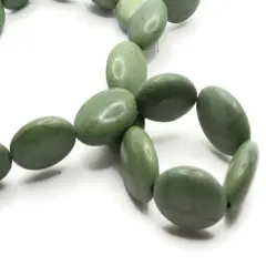 20 20mm Dyed Green Howlite Stone Flat Oval Beads