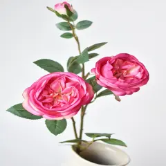 29" Faux Fuchsia Cabbage Rose Stem