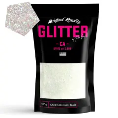 Clear Iris Premium Glitter Multi Purpose Dust Powder 100g / 3.5oz for use with Arts & Crafts Wine Glass Decoration Weddings Cards Flowers Cosmetic Face Body (PACKAGING MAY VARY)
