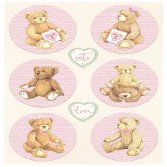 Stamperia Rice Paper Sheet A4-Rounds Bear Pink, Day Dream