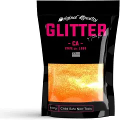 Fluorescent Orange Premium Glitter Multi Purpose Dust Powder 100g / 3.5oz for use with Arts & Crafts Wine Glass Decoration Weddings Cards Flowers Cosmetic Face Body Nails