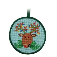 Reindeer Christmas Ornament - Needlepoint Kit Multicolor