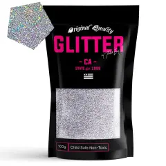 Silver Holographic Premium Glitter Multi Purpose Dust Powder 100g / 3.5oz for use with Arts & Crafts Wine Glass Decoration Weddings Cards Flowers Cosmetic Face Body (PACKAGING MAY VARY)