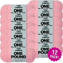 Multipack of 12 - Caron One Pound Yarn-Soft Pink