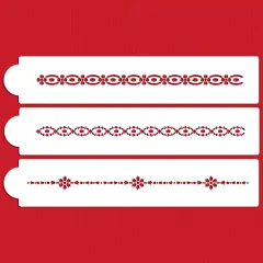 Three Marquetry Cake Stencil Sides | C565 by Designer Stencils | Cake Decorating Tools | Baking Stencils for Royal Icing, Airbrush, Dusting Powder | Reusable Plastic Food Grade Stencil for Cakes | Easy to Use & Clean Cake Stencil
