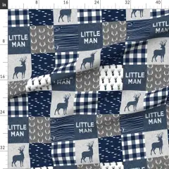 Various Fabrics by the Yard or Fat Quarter Little Man Navy Blue Gray Buck Antlers Hunting Quilt Topper Wholecloth Custom Printed Fabric by Spoonflower