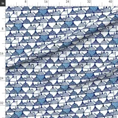 Various Fabrics by the Yard or Fat Quarter Cat Noodle Large Navy White Cute Cats Kawaii Pets Japanese Novelty Pet Blue Custom Printed Fabric by Spoonflower