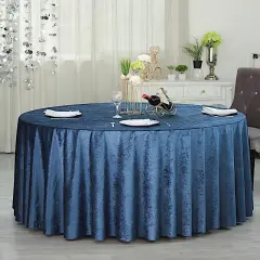 120-Inch Classic Round Premium Velvet Tablecloth Navy blue