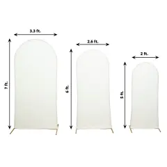 3 Fitted Matte Spandex Round Top Wedding Arch Backdrop STAND COVERS Ivory
