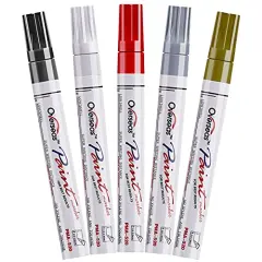 5 Colors - Waterproof Oil Based Marker Pens, Medium Tip, Quick Dry and Permanent Paint Pens Works on Rock, Wood, Fabric, Plastic, Glass, Mugs, Stone Painting, Metal