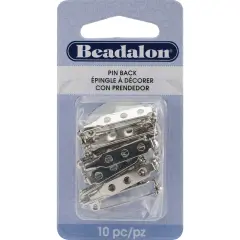 Beadalon Pin Backs 1" 10/Pkg-Silver