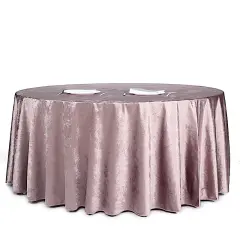 120-Inch Classic Round Premium Velvet Tablecloth Mauve