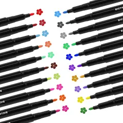 20 Pieces Permanent Fabric Pens, Machine Washable Fabric Markers for T-Shirts Designs, Canvas Bags, Shoes, Fabric and Crafts for Kids Adults Drawing and Writing