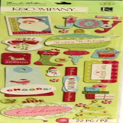 K & Company Brenda Walton Peppermint Twist Christmas Adhesive Chipboard Dimensional Stickers