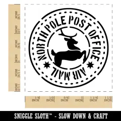 North Pole Post Office Air Mail Post Mark Christmas Reindeer Self-Inking Rubber Stamp Ink Stamper Blue