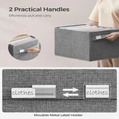 2 Pieces Storage Baskets,Extra Large Storage Bins for Organizing, 15.7 x 11.8 x 9.8 Inches, Fabric Storage Cubes for Shelves, Easy to Clean, Foldable, 2 Handles, Dove Gray UROB240G02