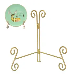 UoYeet Plate Stand 6 Inch Gold Display Plate Holder, Collapsible Iron Plate Stands for Display, Folding Display Easel for Photo, Pictures, Decorative Plate and Artwork (6-Inch, 1-Pack)
