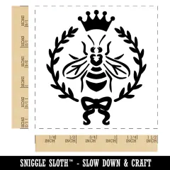 French Bee Crown Wreath Self-Inking Rubber Stamp Ink Stamper Red