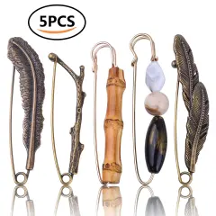 5 Pieces Vintage Chic Brooch Extra Large Safety Pins Heavy Duty Safety Pins Accessories for Women Men Girls Clothing Sweaters Shawls Collars Scarf Blankets Crafts, 5 Styles
