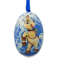 Pony with Flowing Mane Wooden Christmas Ornament 3 Inches
