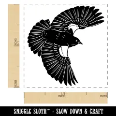 Red-Winged Blackbird Bird Flying Self-Inking Rubber Stamp Ink Stamper Sky Blue