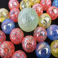 25 Glass Marbles STAR DUST Speckled Glitterbomb red green yellow blue Shooter