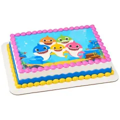 Baby Shark Jawsome! Edible Cake Topper Image - 1/4 Sheet