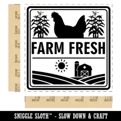 Farm Fresh with Barn and Chicken Self-Inking Rubber Stamp Ink Stamper Blue