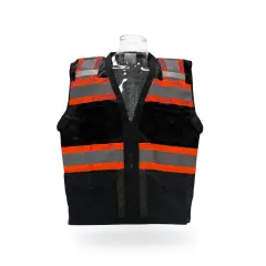Contrast High Visibility Safety Vest with Pockets Reflective Zipper Front Polyester | RADYAN&reg; Black