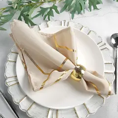 20" Design Polyester Dinner Table Napkins Beige