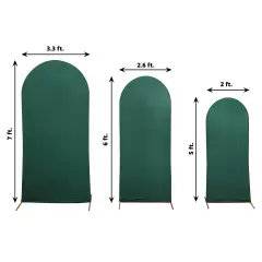 3 Fitted Matte Spandex Round Top Wedding Arch Backdrop STAND COVERS Hunter green