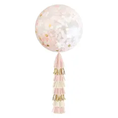 Jumbo Confetti Balloon & Tassel Tail - Blush & Gold