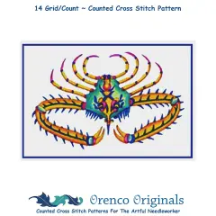 Fallour's Renard's Colorful Crab # 2 Counted Cross Stitch Chart Pattern